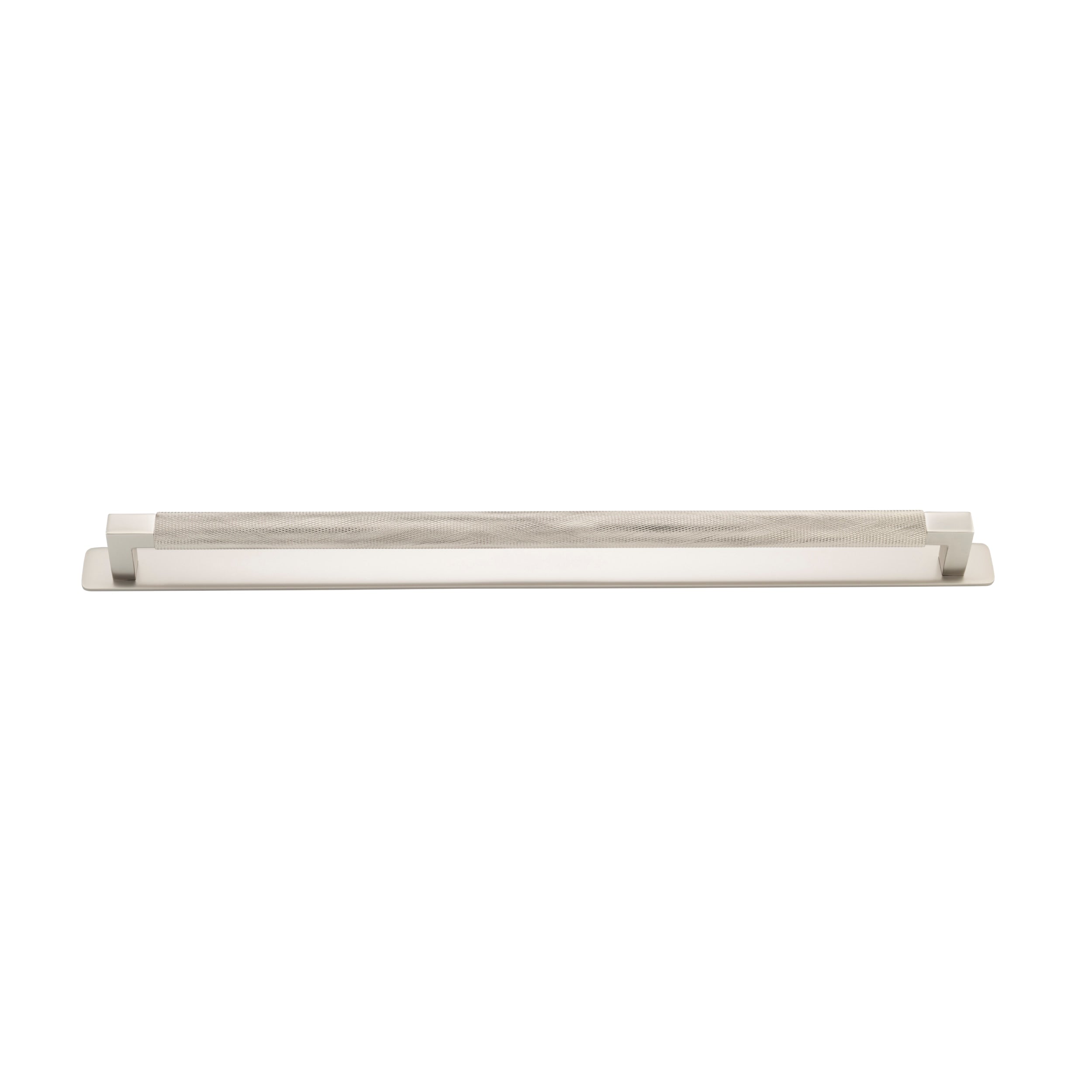 Iver Cabinet Pull Brunswick Knurled Satin Nickel CTC450mm with Backplate