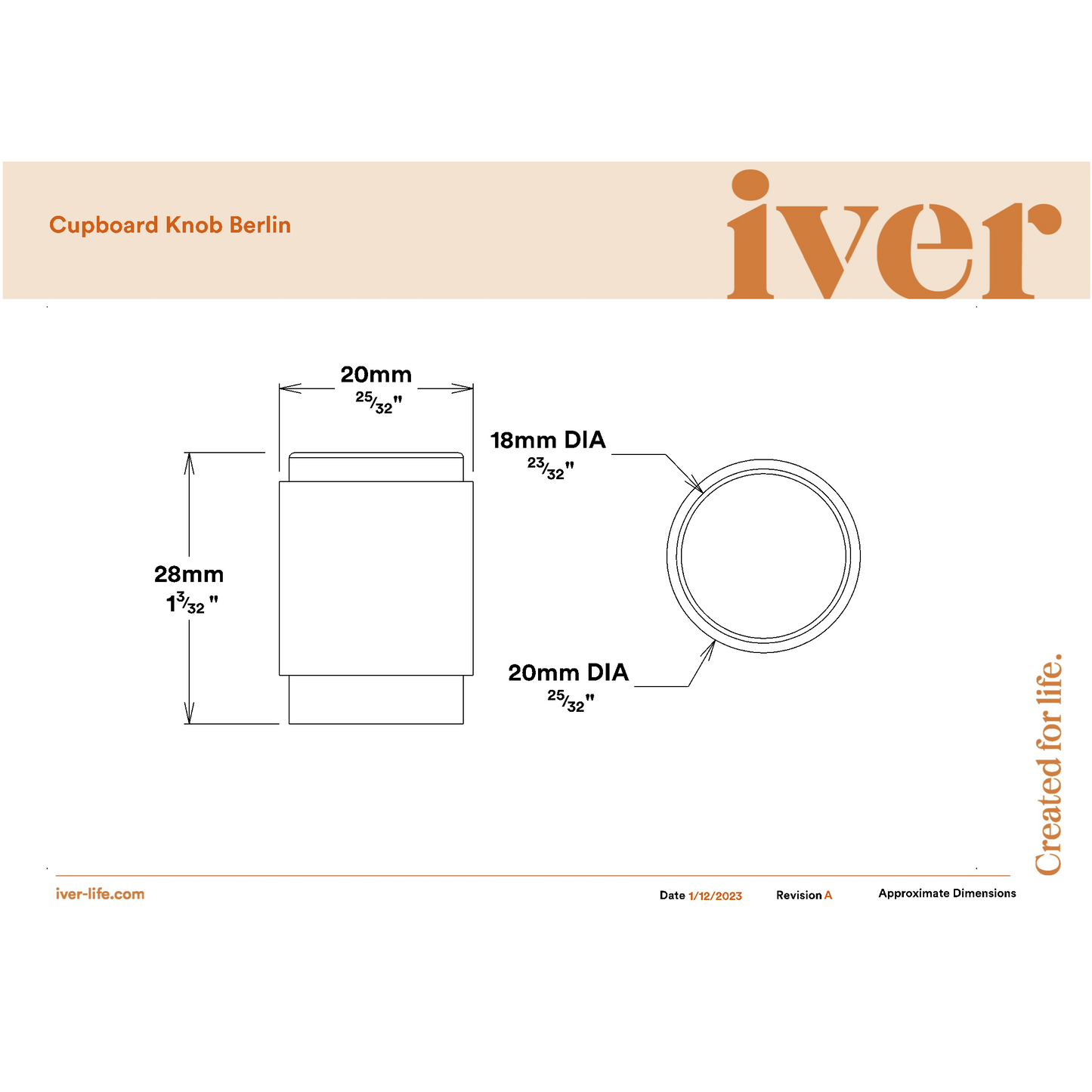 Iver Cupboard Knob Berlin Polished Chrome P28xD20mm