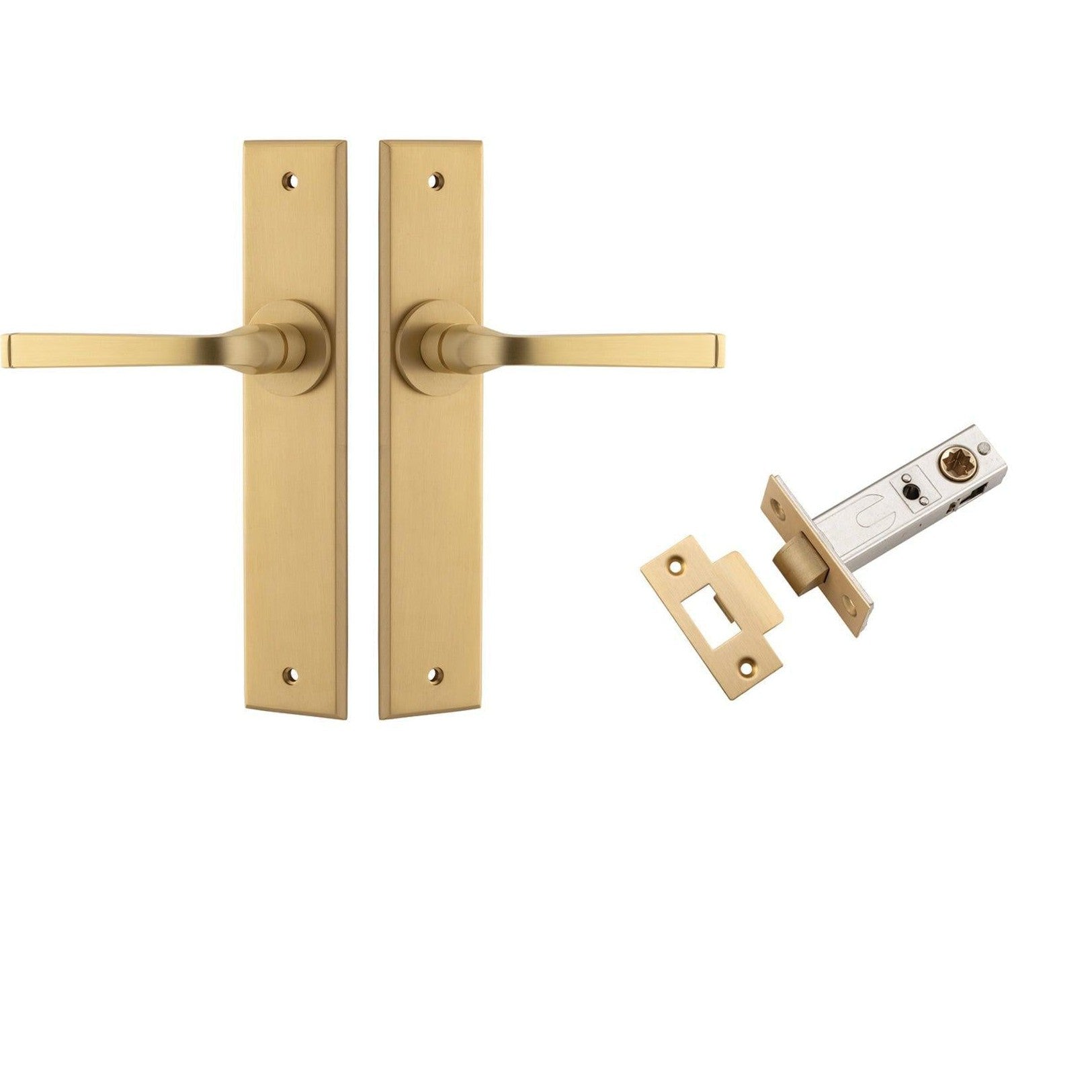 Iver Door Handle Annecy Chamfered Brushed Brass Passage Kit