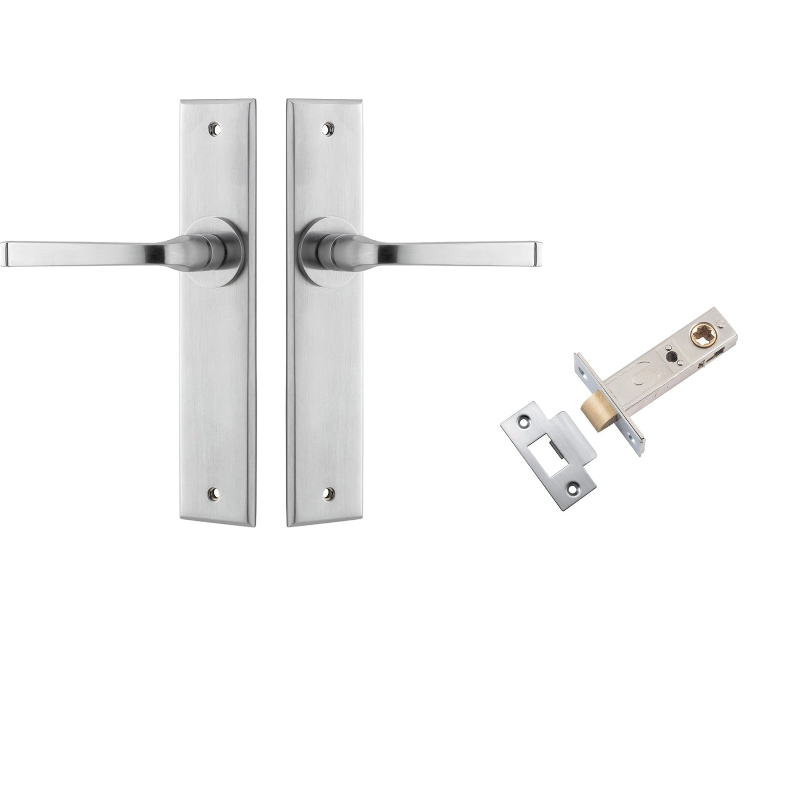 Iver Door Handle Annecy Chamfered Brushed Chrome Passage Kit