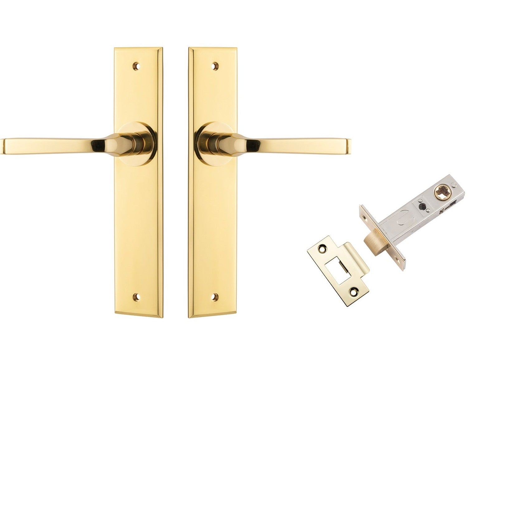 Iver Door Handle Annecy Chamfered Polished Brass Passage Kit