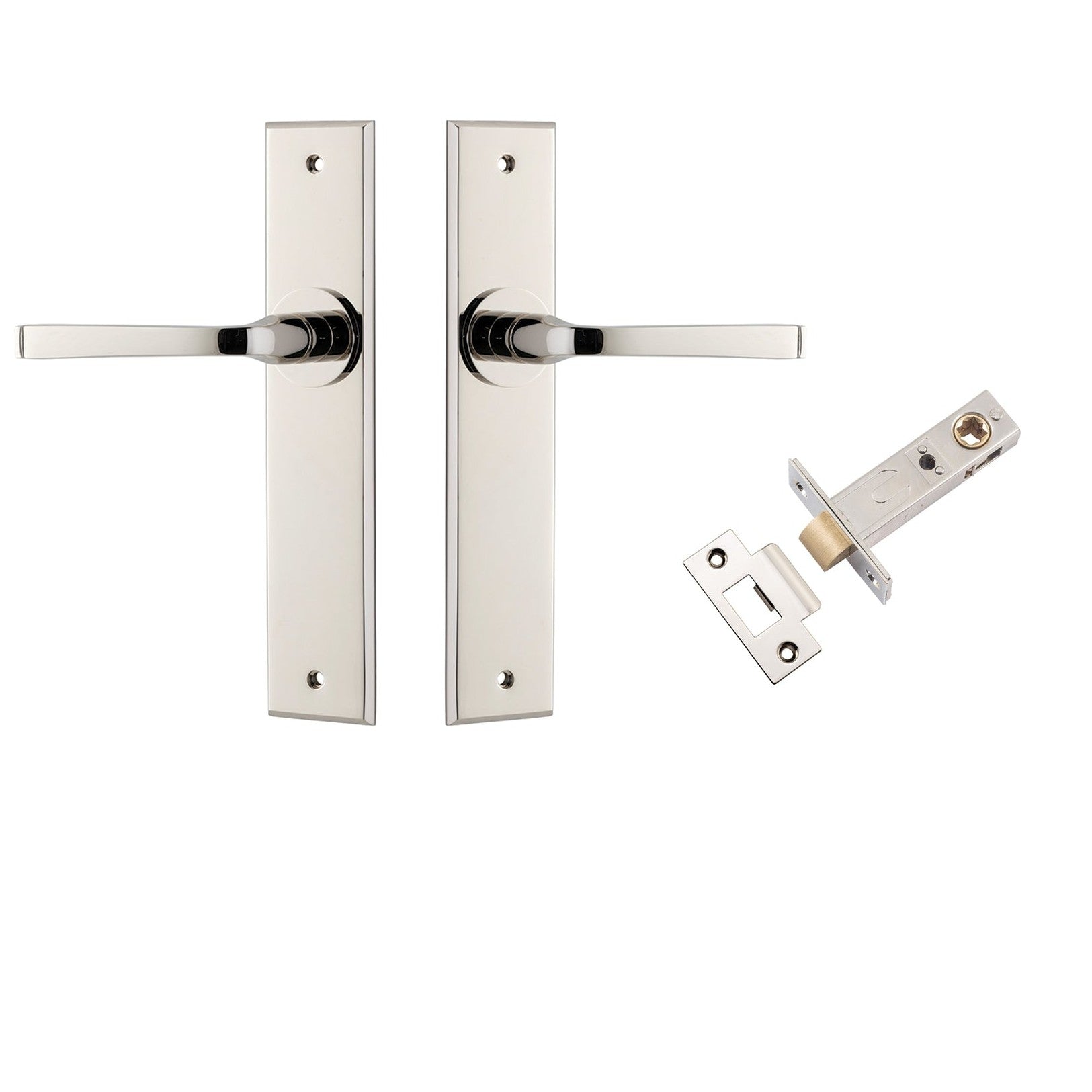 Iver Door Handle Annecy Chamfered Polished Nickel Passage Kit