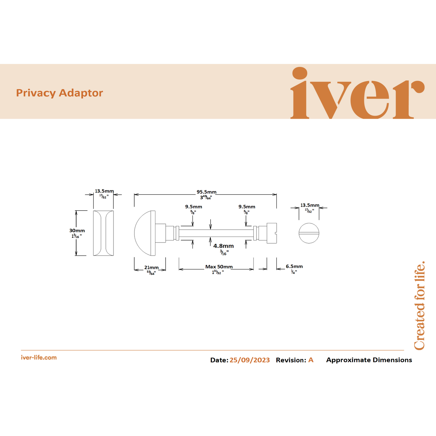 Iver Door Handle Annecy Chamfered Privacy Brushed Brass Privacy Kit