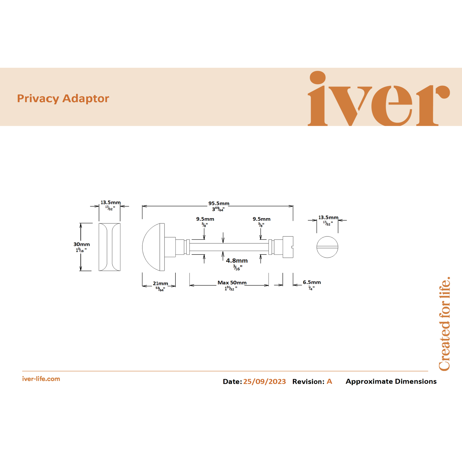 Iver Door Handle Annecy Chamfered Privacy Brushed Brass Privacy Kit