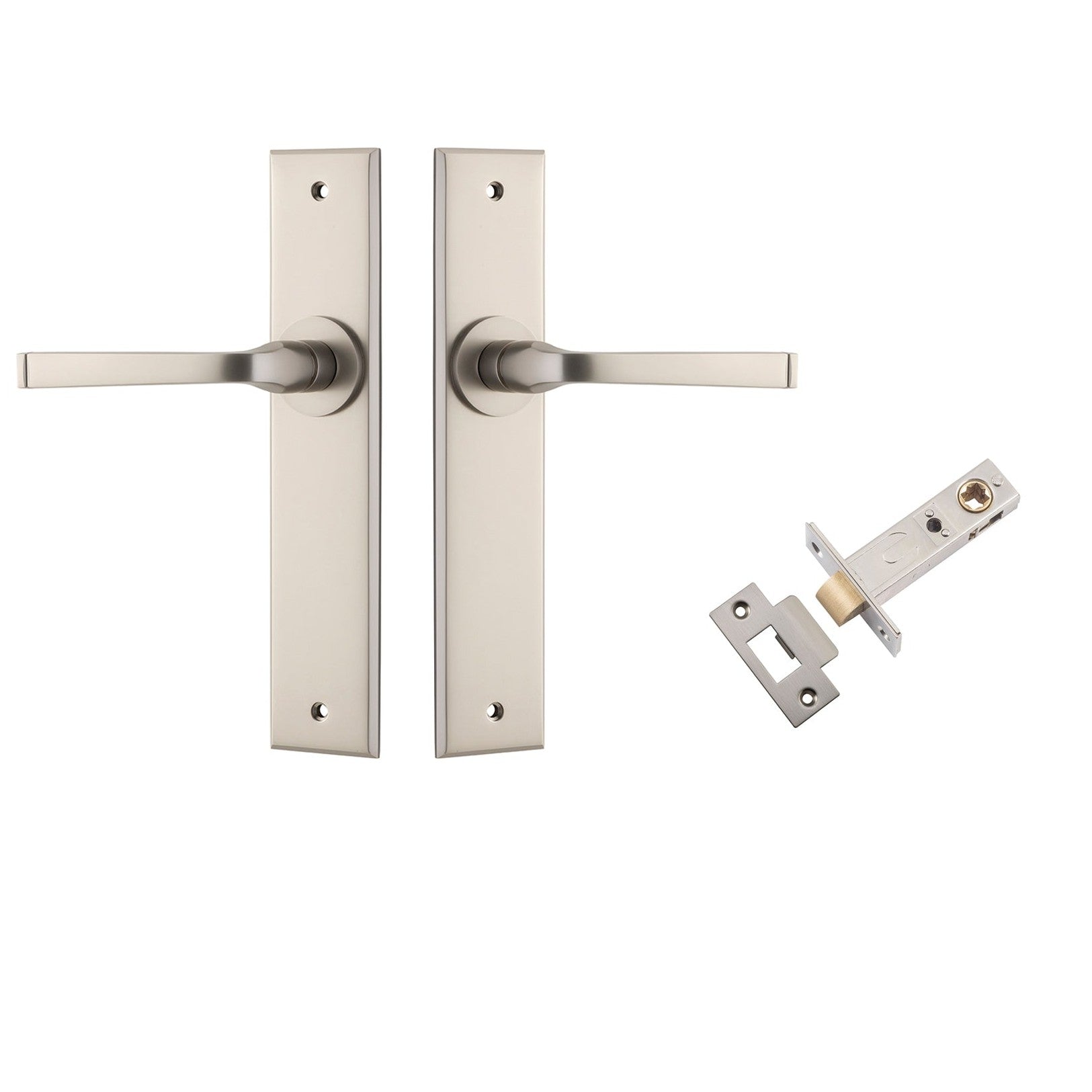 Iver Door Handle Annecy Chamfered Satin Nickel Passage Kit