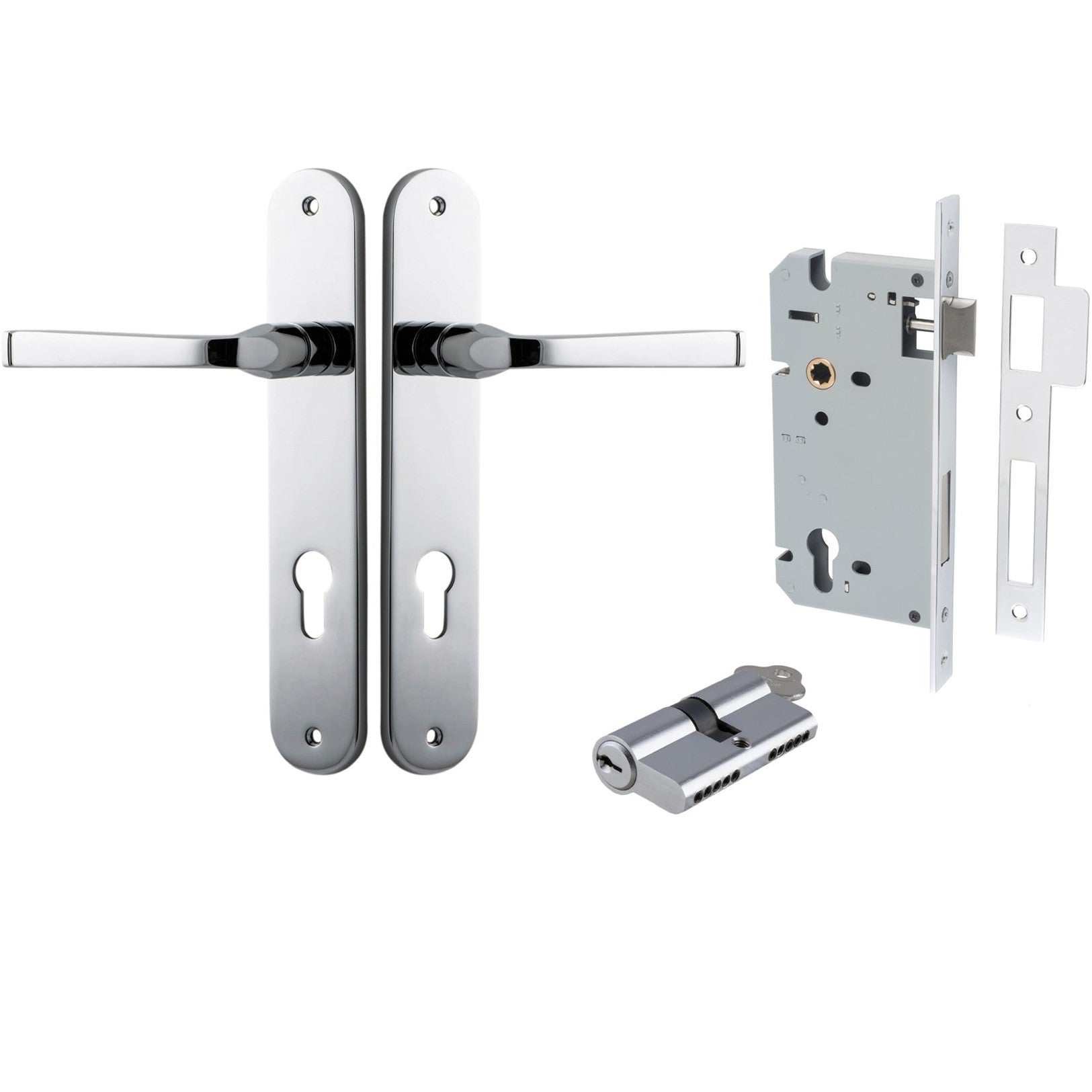 Iver Door Handle Annecy Oval Euro Key/Key Polished Chrome Entrance Kit