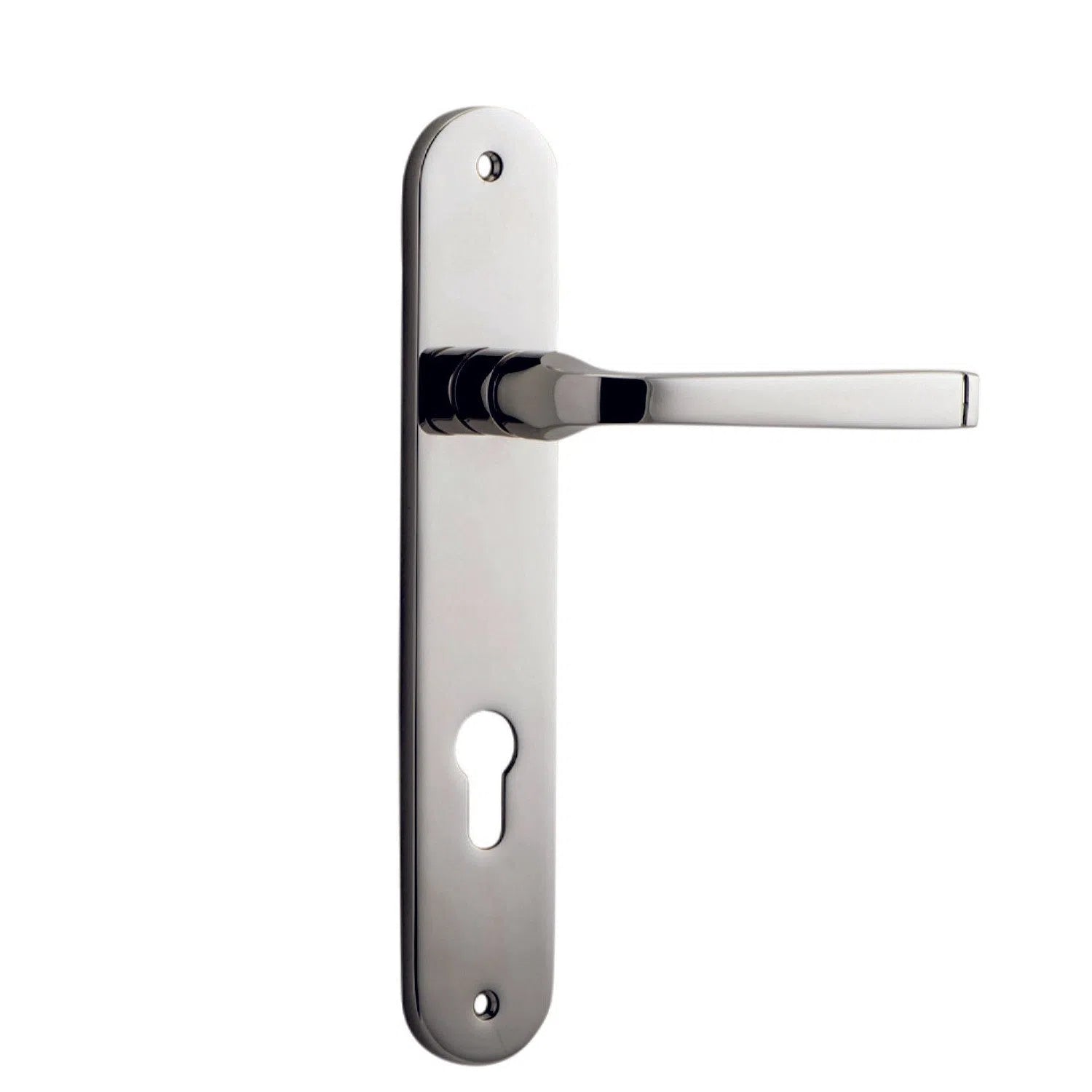 Iver Door Handle Annecy Oval Euro Pair Polished Nickel