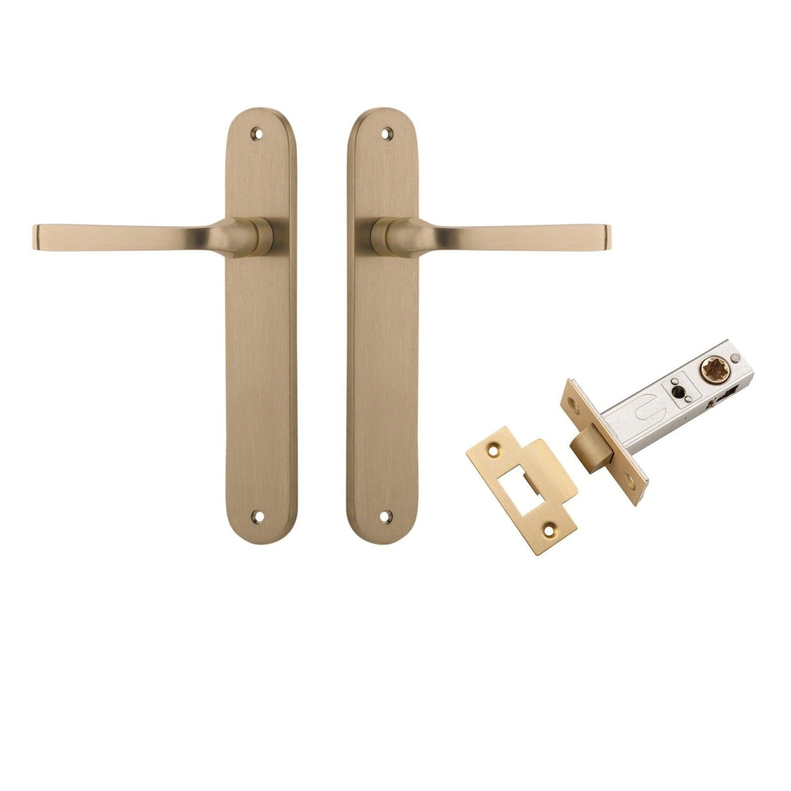 Iver Door Handle Annecy Oval Latch Brushed Brass Passage Kit