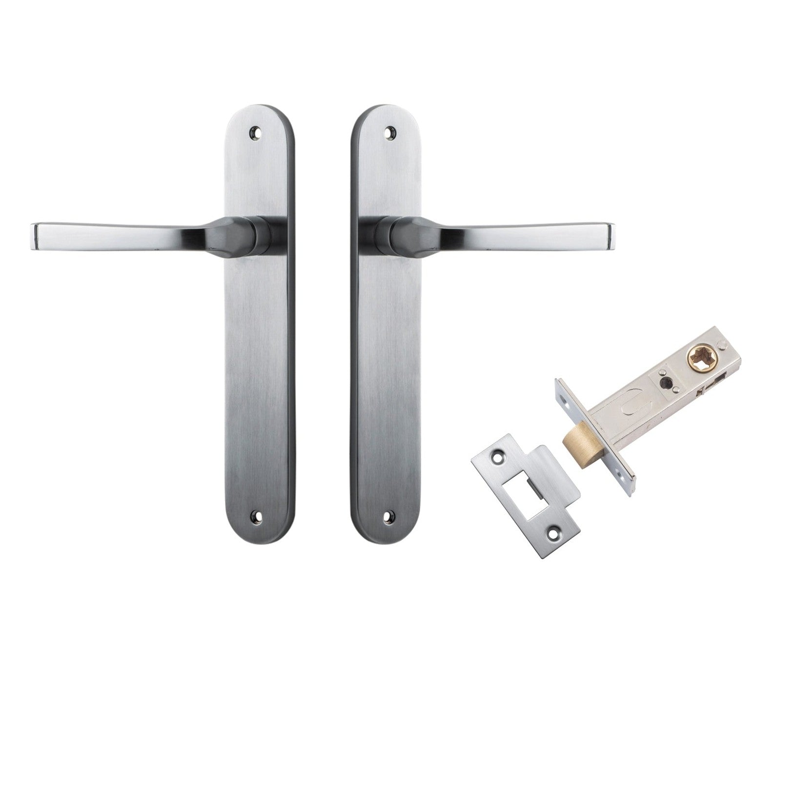 Iver Door Handle Annecy Oval Latch Brushed Chrome Passage Kit