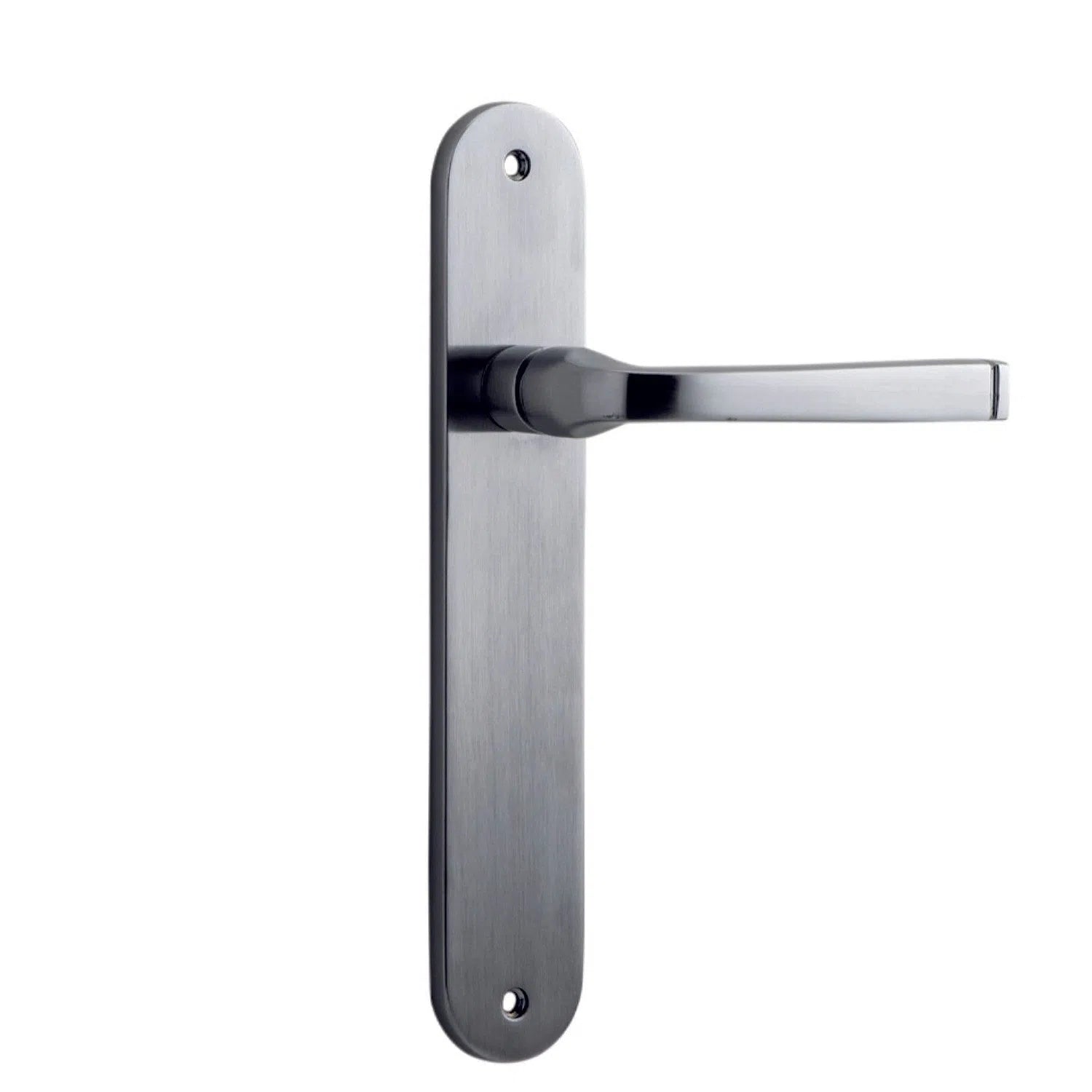 Iver Door Handle Annecy Oval Latch Pair Brushed Chrome