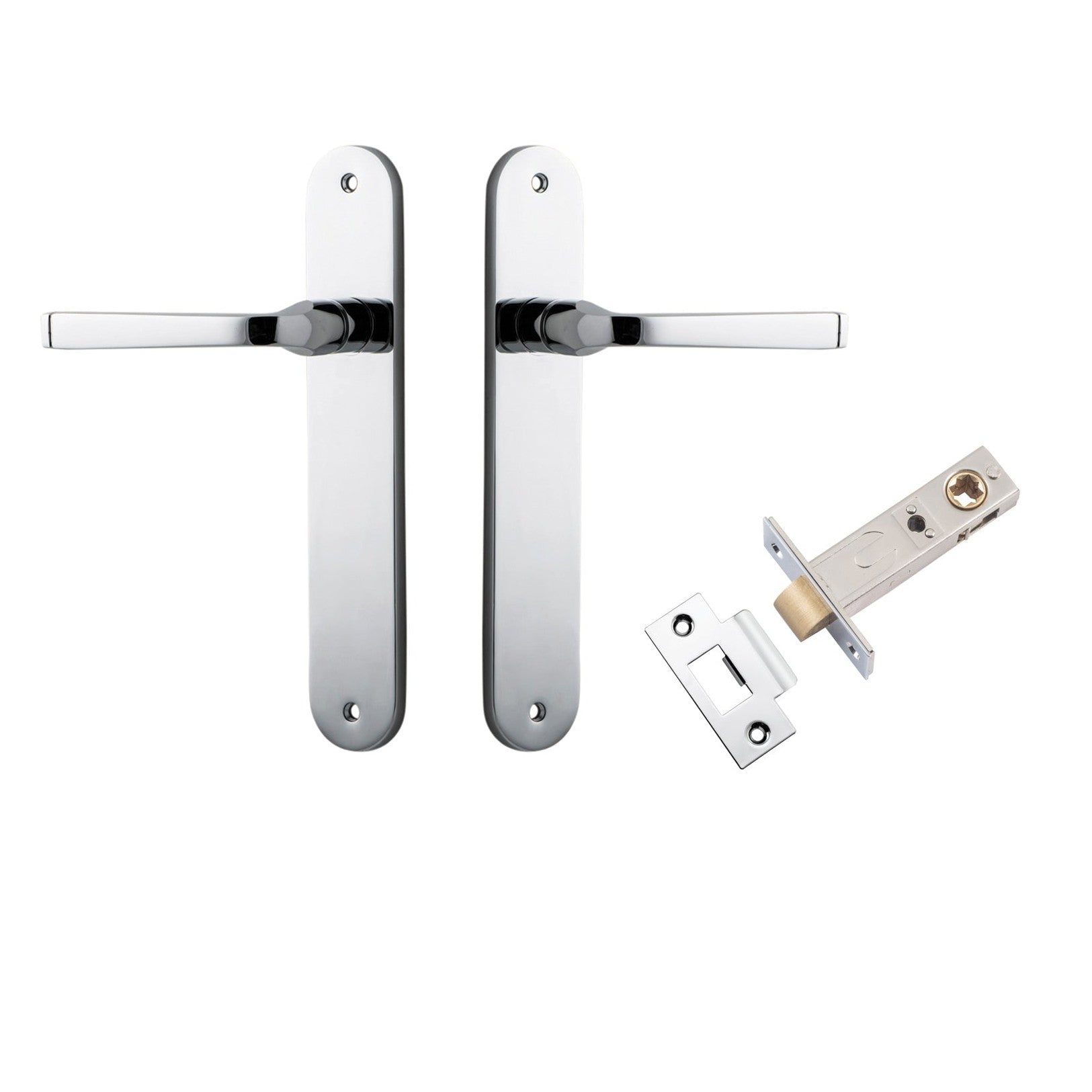 Iver Door Handle Annecy Oval Latch Polished Chrome Passage Kit