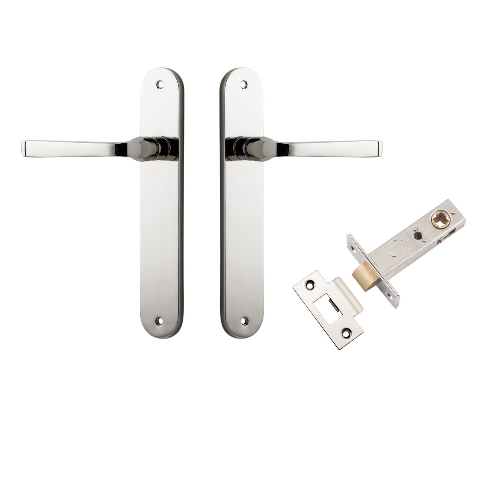 Iver Door Handle Annecy Oval Latch Polished Nickel Passage Kit