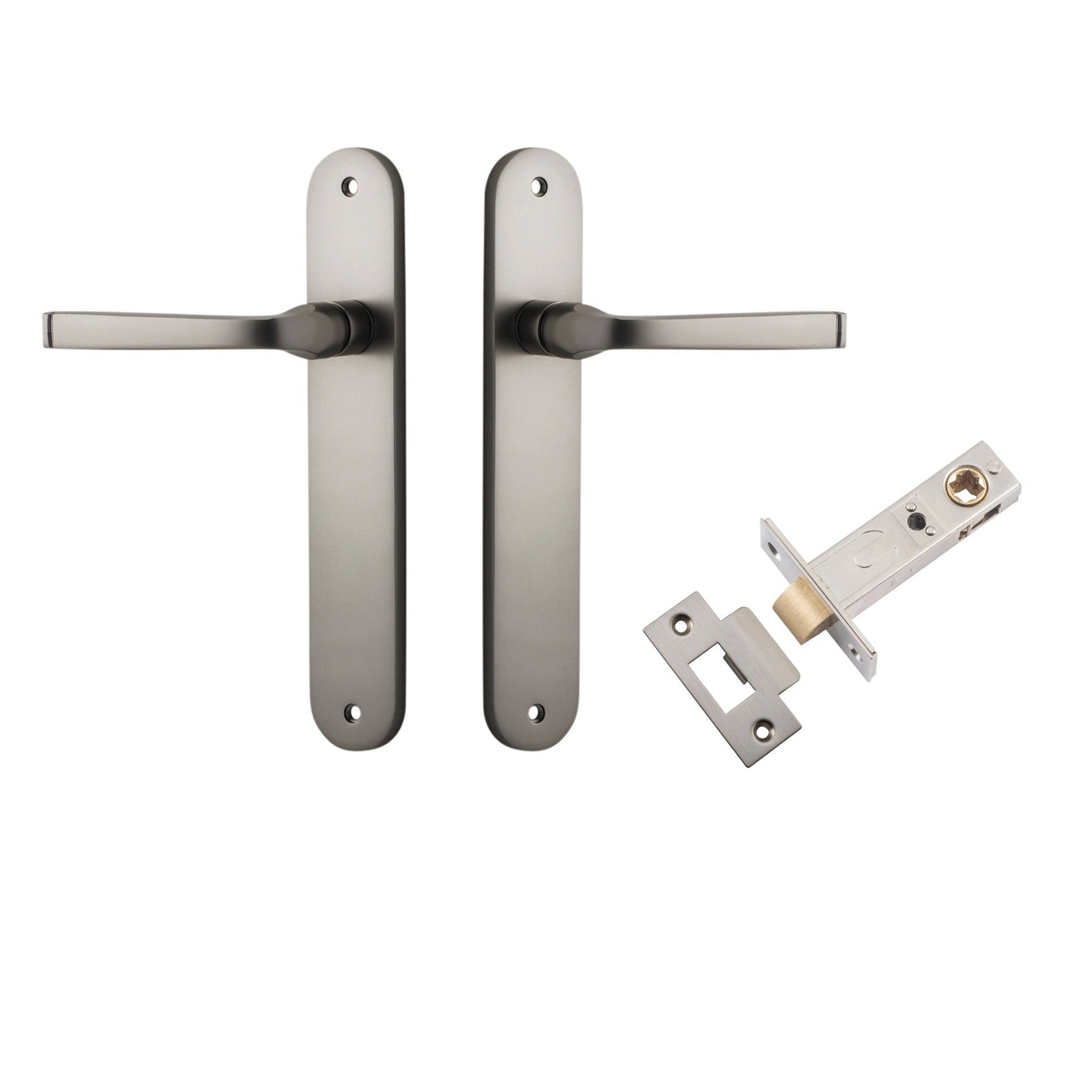 Iver Door Handle Annecy Oval Latch Satin Nickel Passage Kit