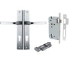 Iver Door Handle Annecy Rectangular Euro Key/Thumb Brushed Chrome Entrance Kit