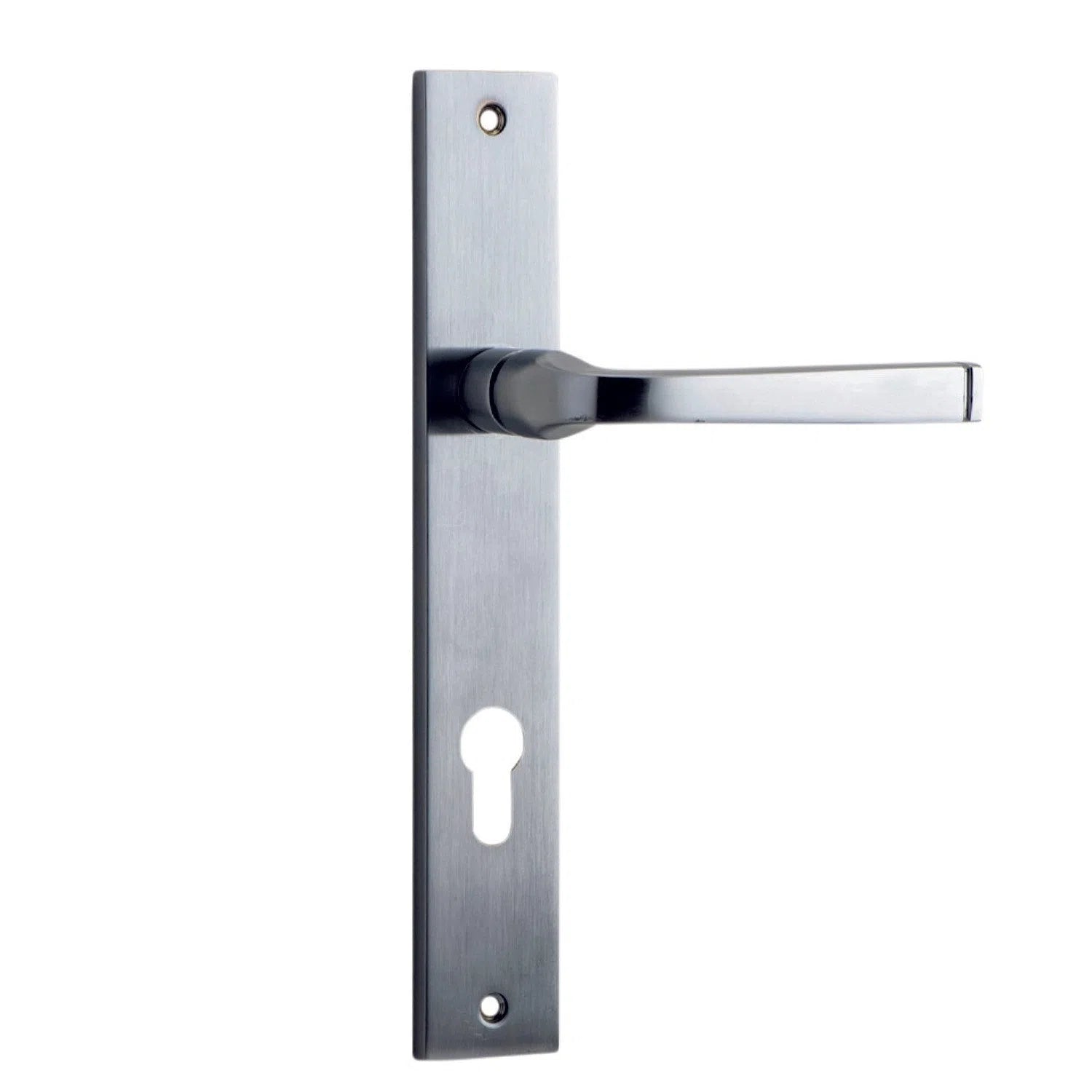 Iver Door Handle Annecy Rectangular Euro Pair Brushed Chrome