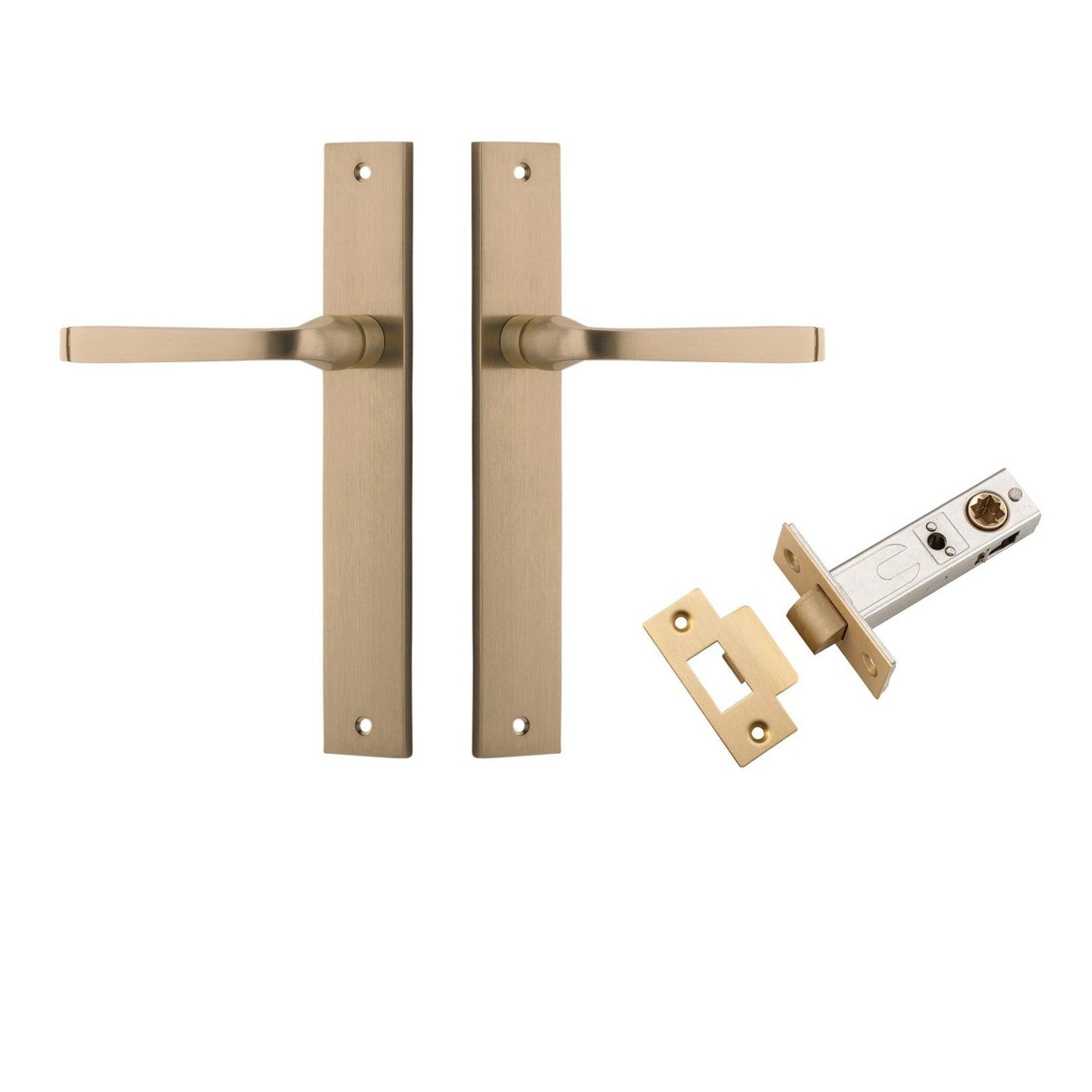 Iver Door Handle Annecy Rectangular Latch Brushed Brass Passage Kit