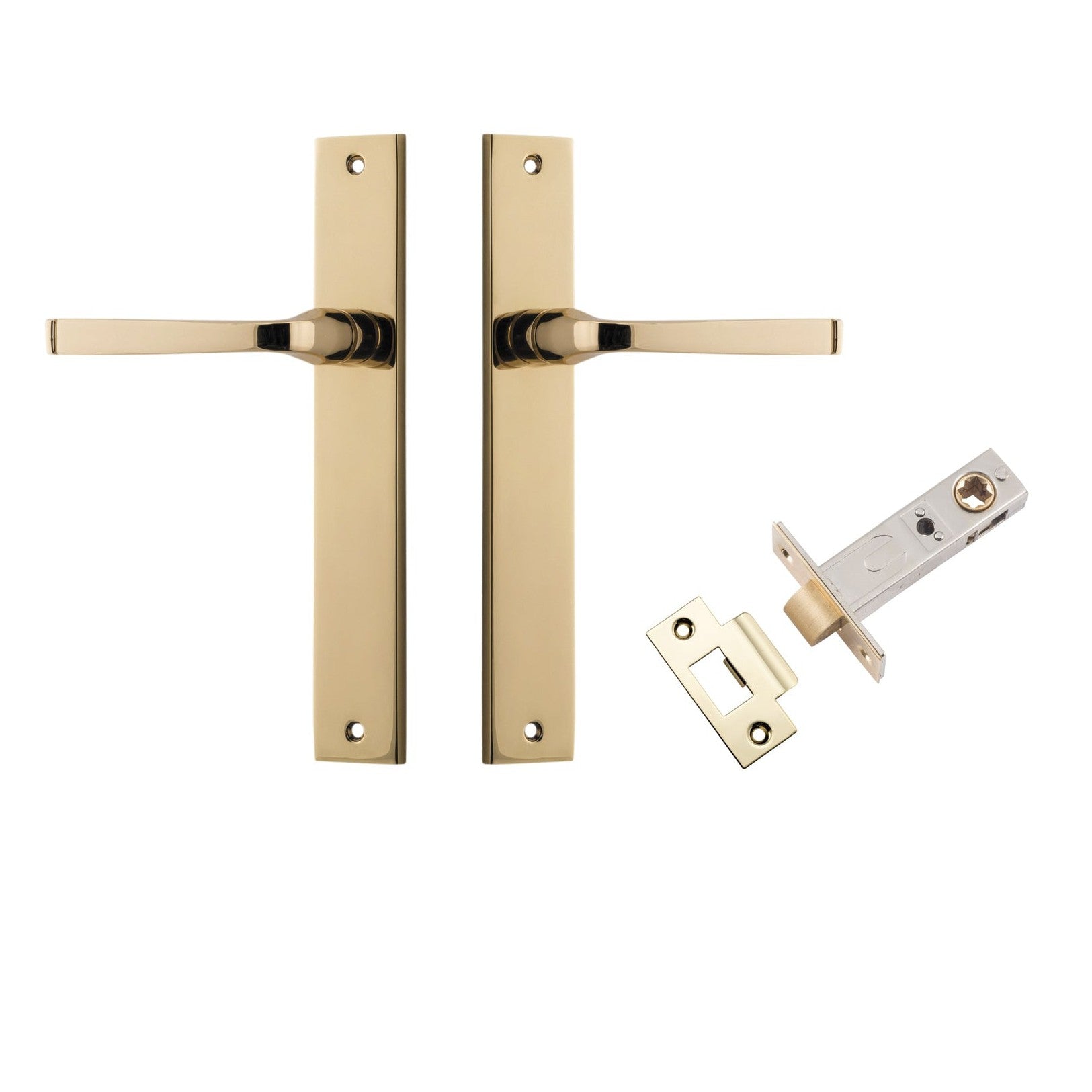 Iver Door Handle Annecy Rectangular Latch Polished Brass Passage Kit