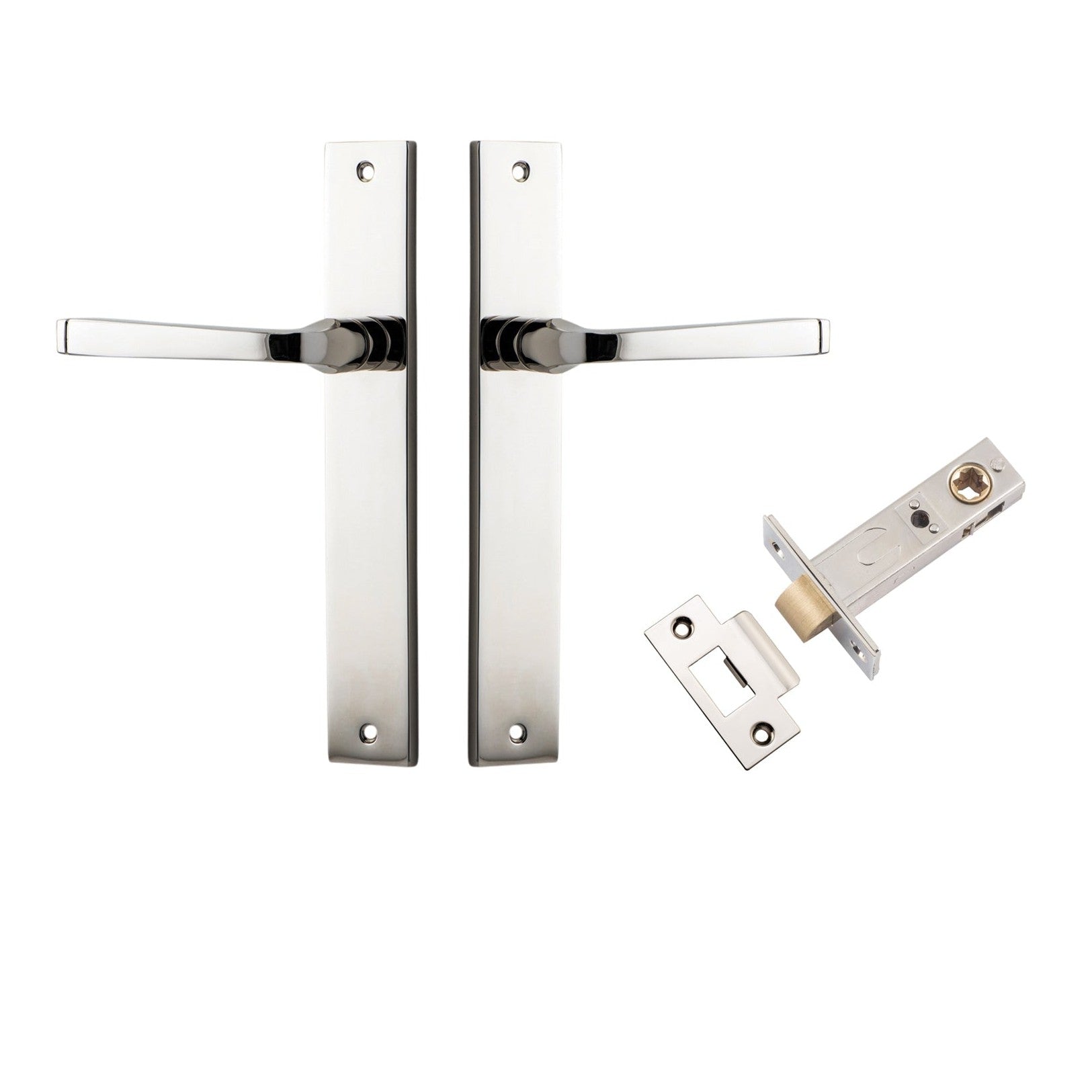 Iver Door Handle Annecy Rectangular Latch Polished Nickel Passage Kit