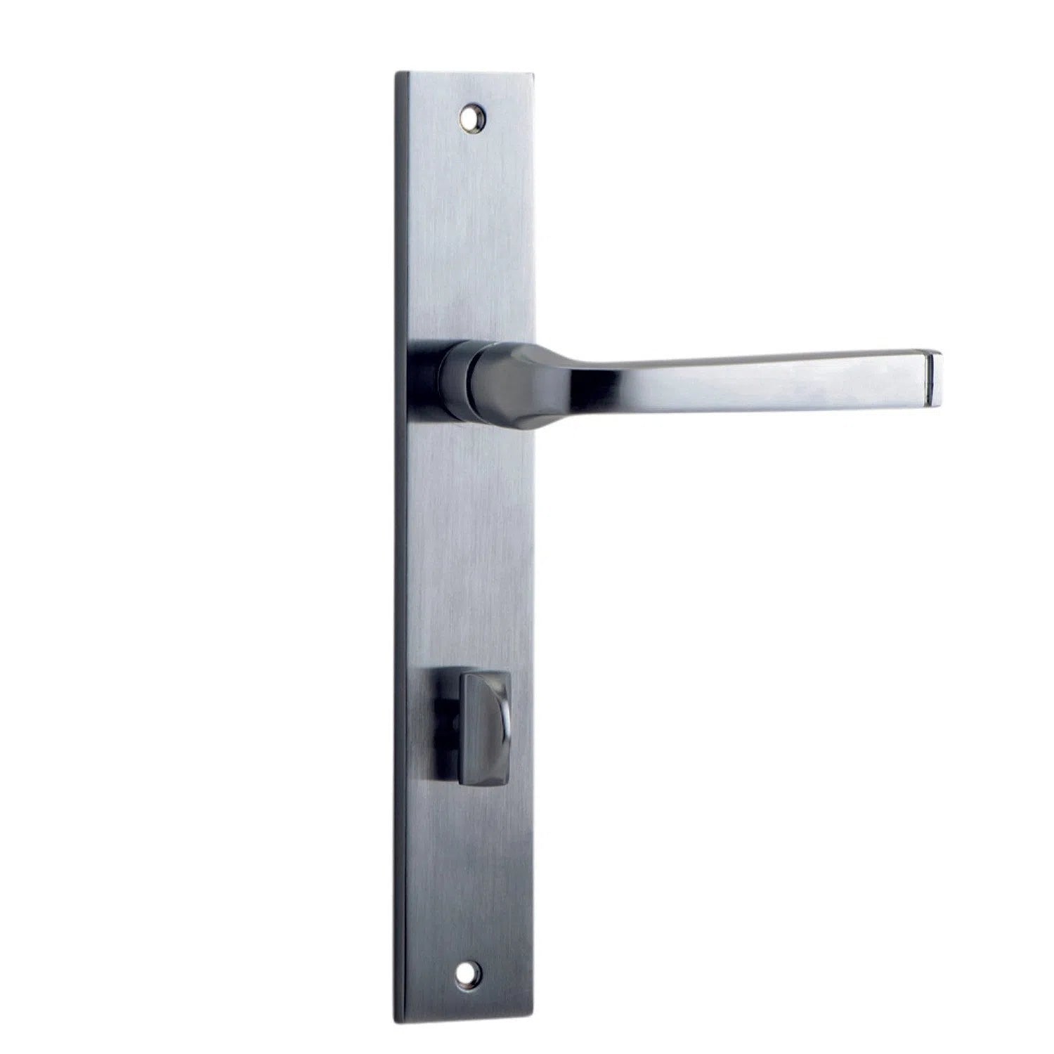 Iver Door Handle Annecy Rectangular Privacy Pair Brushed Chrome