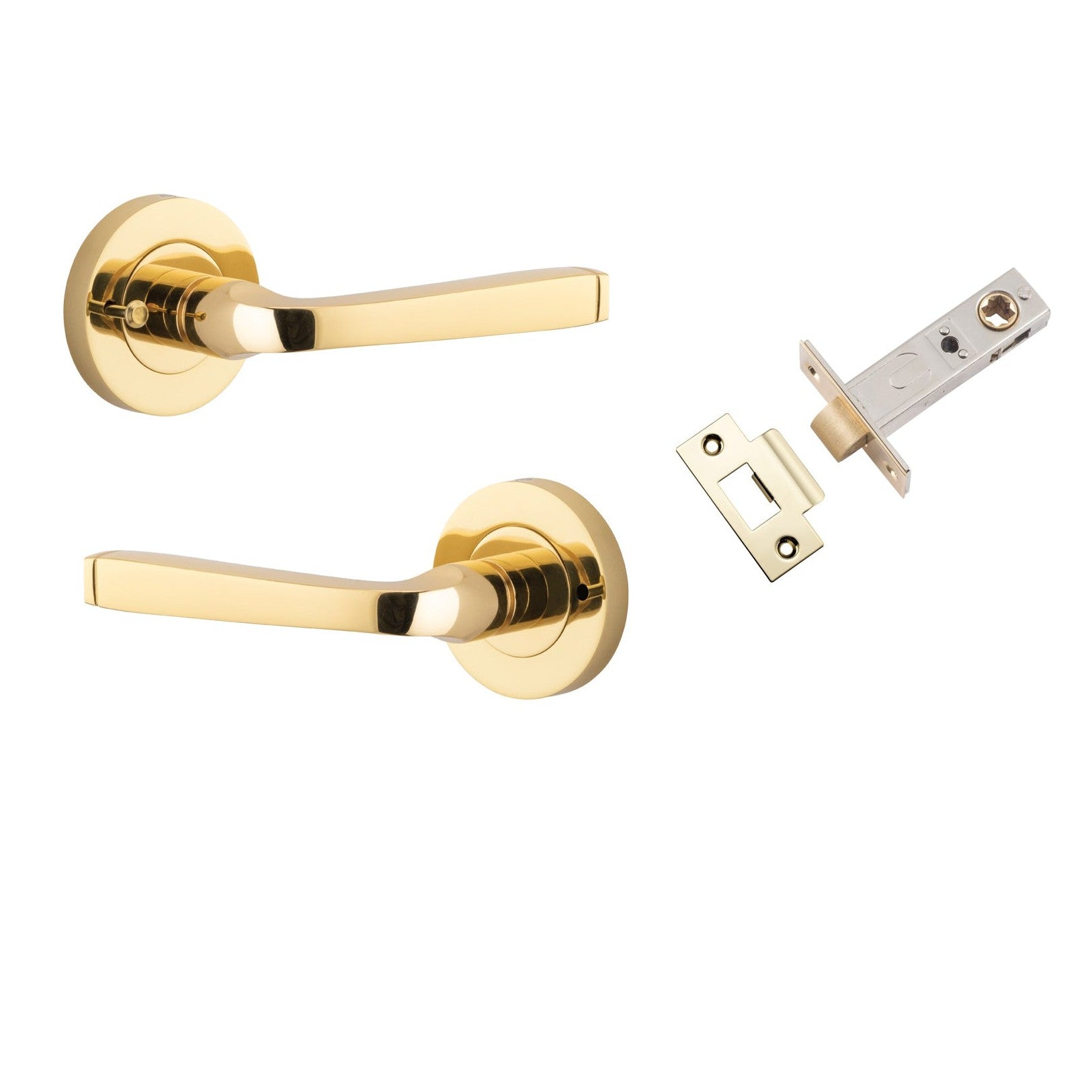 Iver Door Handle Annecy Round Rose Inbuilt Privacy Pair Kit Polished Brass