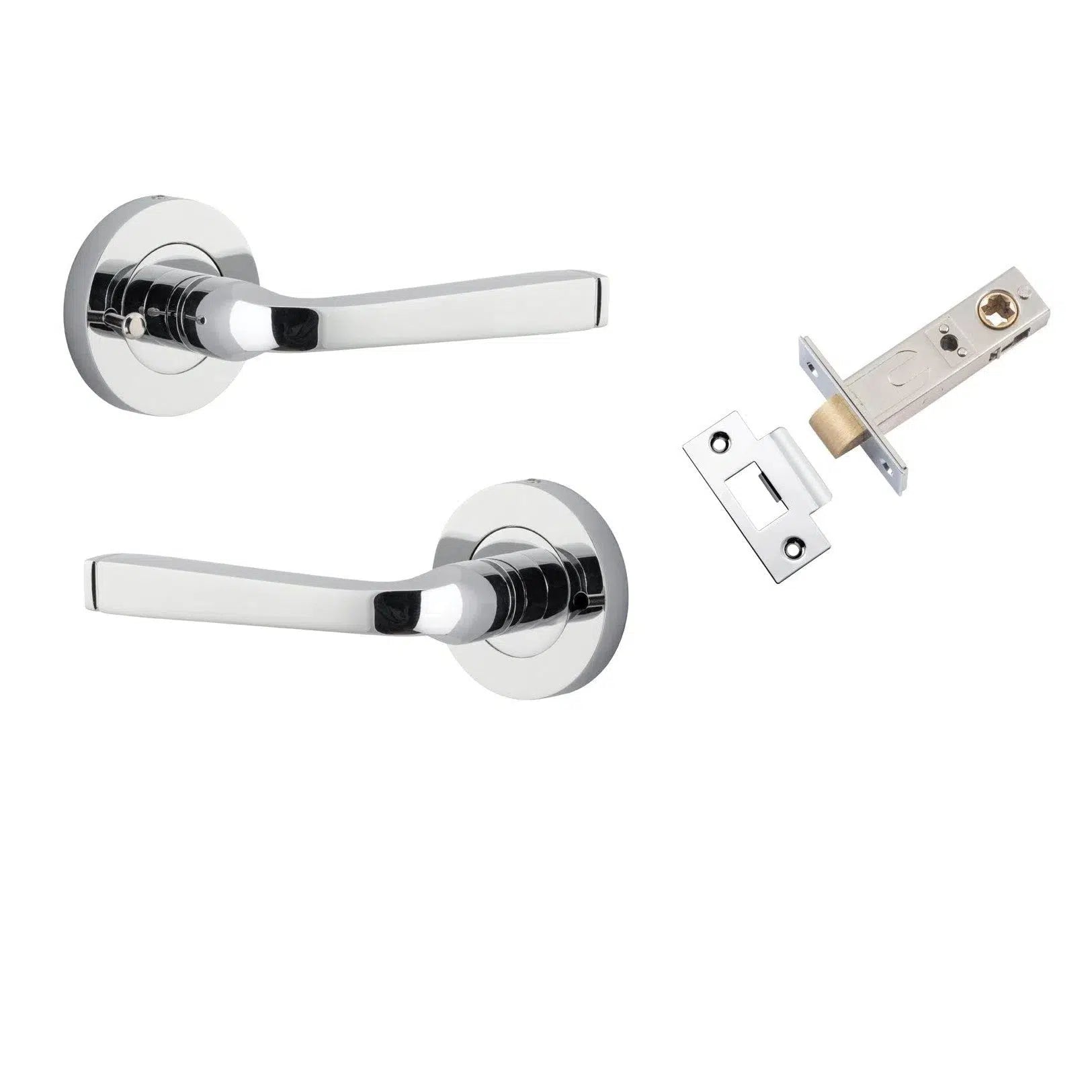 Iver Door Handle Annecy Round Rose Inbuilt Privacy Pair Kit Polished Chrome