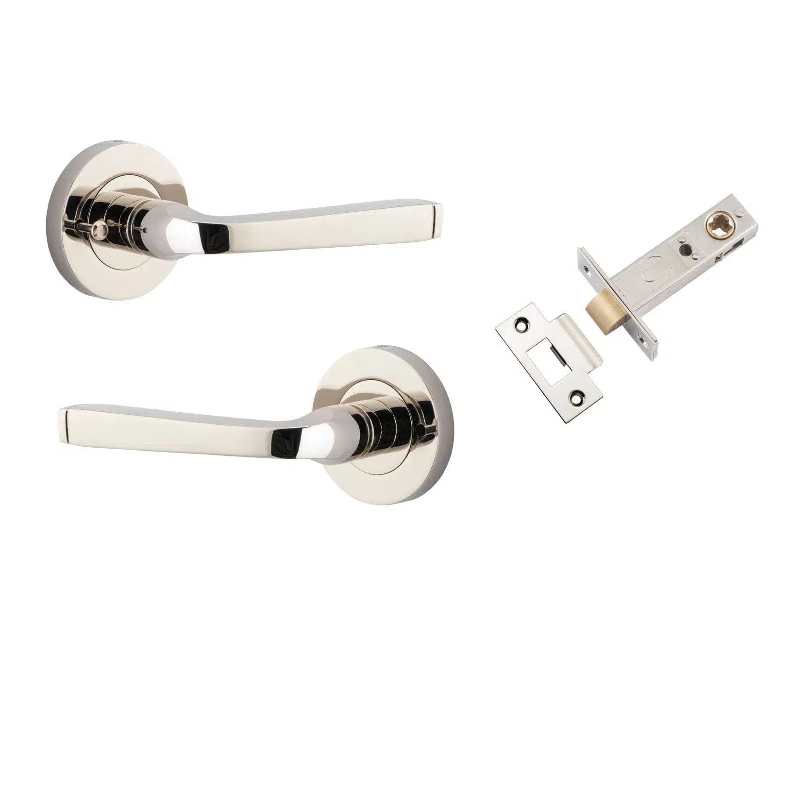 Iver Door Handle Annecy Round Rose Inbuilt Privacy Pair Kit Polished Nickel