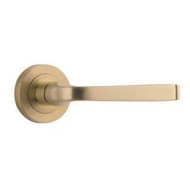 Iver Door Handle Annecy Round Rose Pair Brushed Brass