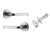 Iver Door Handle Annecy Round Rose Pair Brushed Chrome Passage Kit