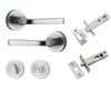 Iver Door Handle Annecy Round Rose Pair Brushed Chrome Privacy Kit