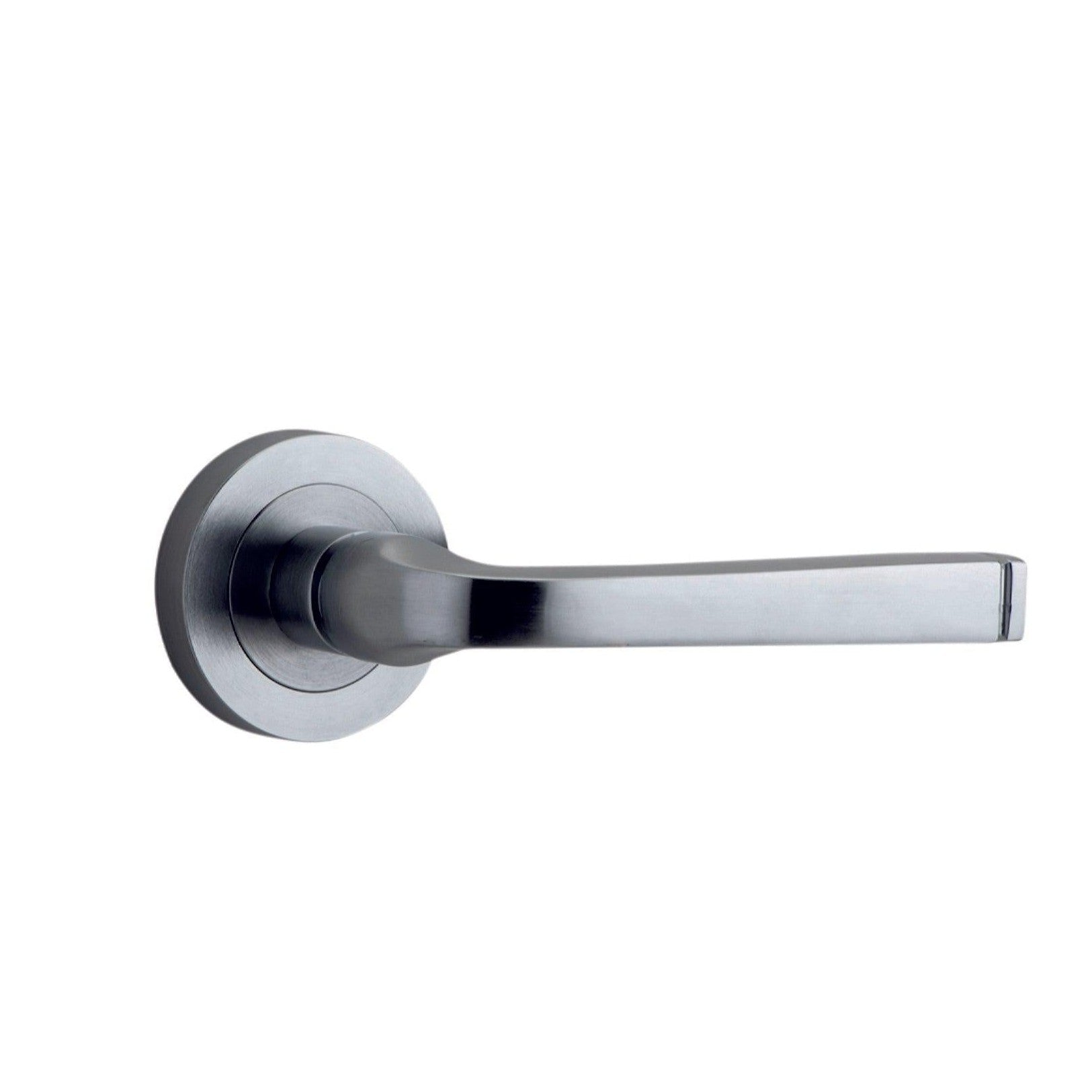 Iver Door Handle Annecy Round Rose Pair Brushed Chrome