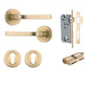 Iver Door Handle Annecy Round Rose Pair Key/Key Brushed Brass Entrance Kit