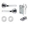 Iver Door Handle Annecy Round Rose Pair Key/Key Brushed Chrome Entrance Kit