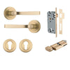 Iver Door Handle Annecy Round Rose Pair Key/Thumb Brushed Brass Entrance Kit