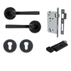 Iver Door Handle Annecy Round Rose Pair Key/Thumb Matt Black Entrance Kit