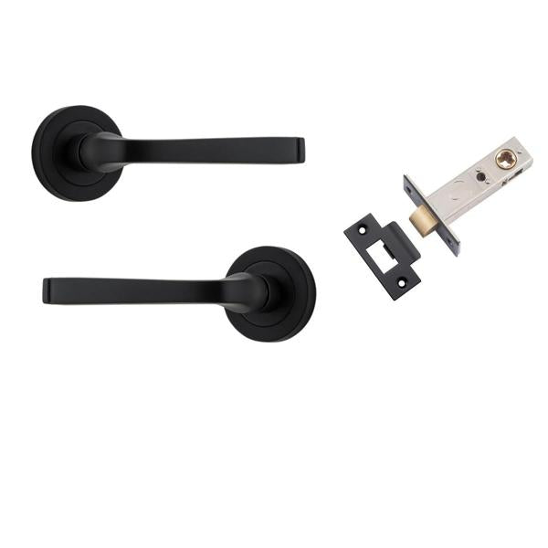 Iver Door Handle Annecy Round Rose Pair Matt Black Passage Kit