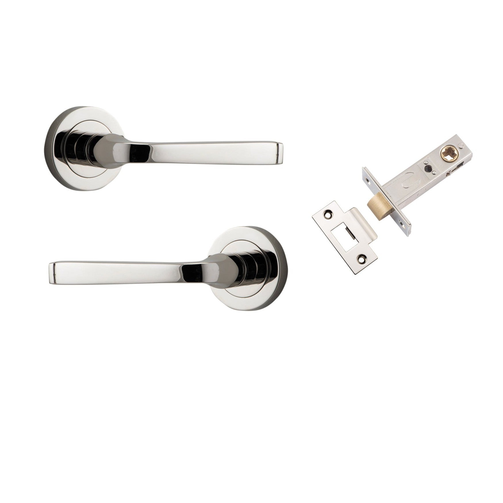 Iver Door Handle Annecy Round Rose Pair Polished Nickel Passage Kit