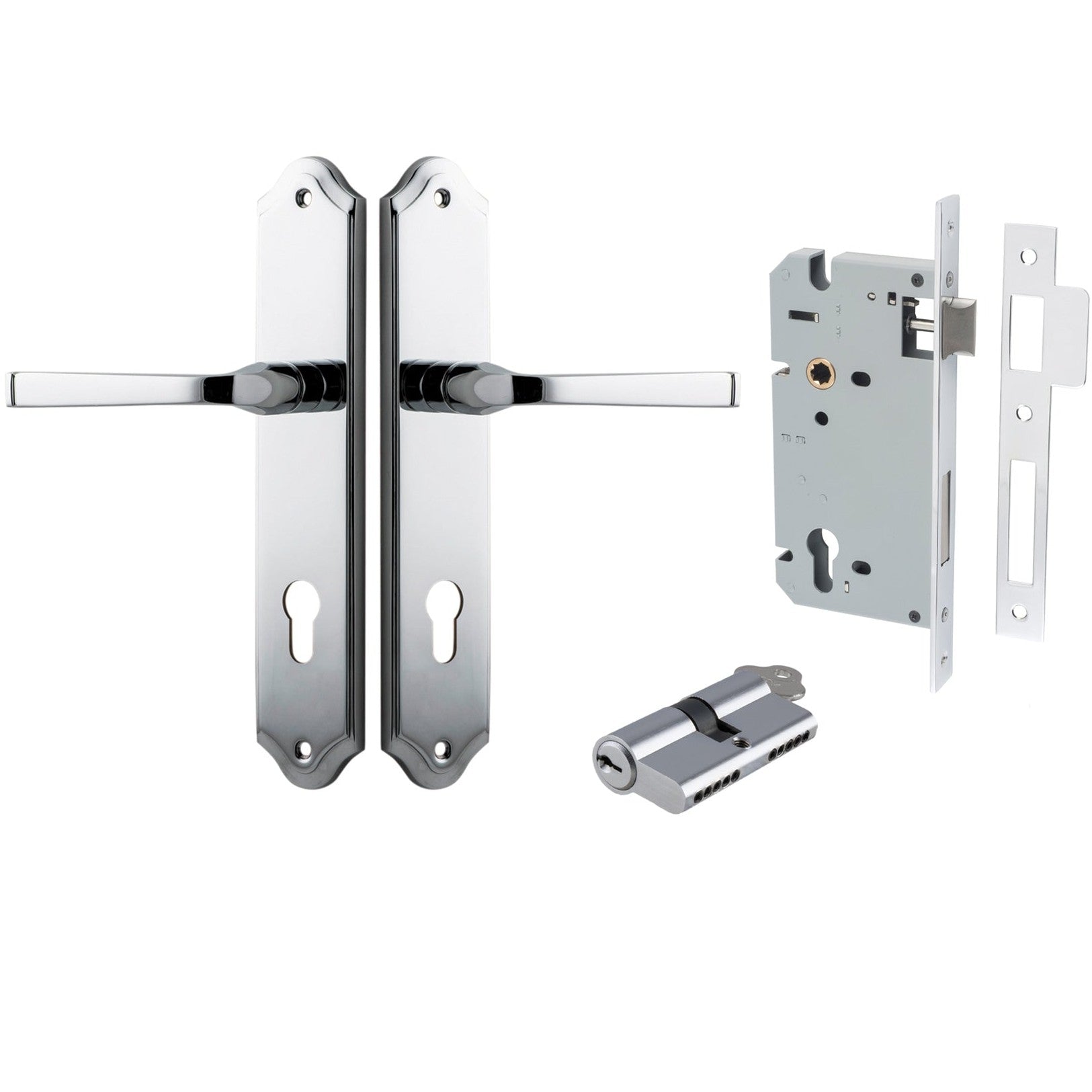 Iver Door Handle Annecy Shouldered Euro Key/Key Polished Chrome Entrance Kit