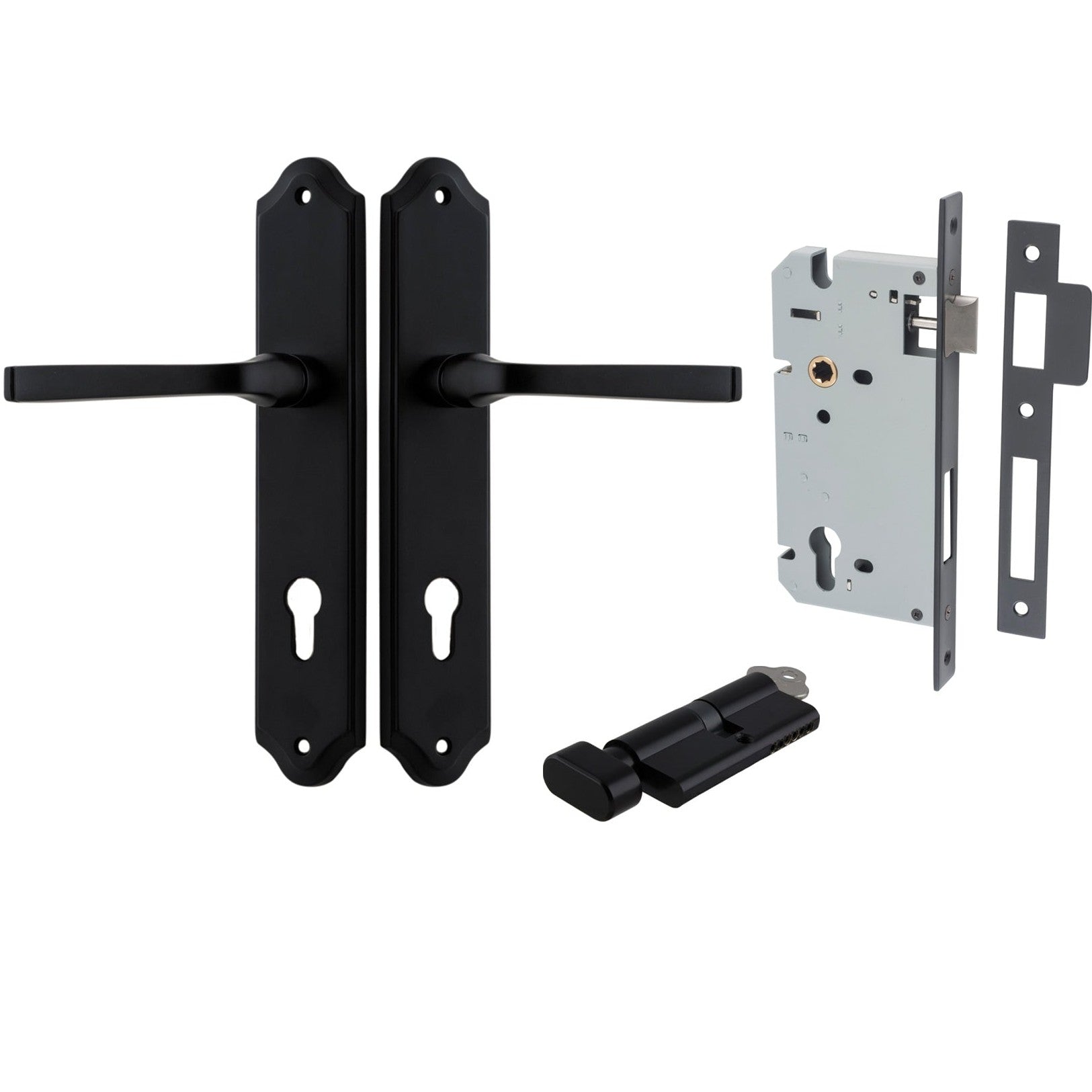 Iver Door Handle Annecy Shouldered Euro Key/Thumb Matt Black Entrance Kit