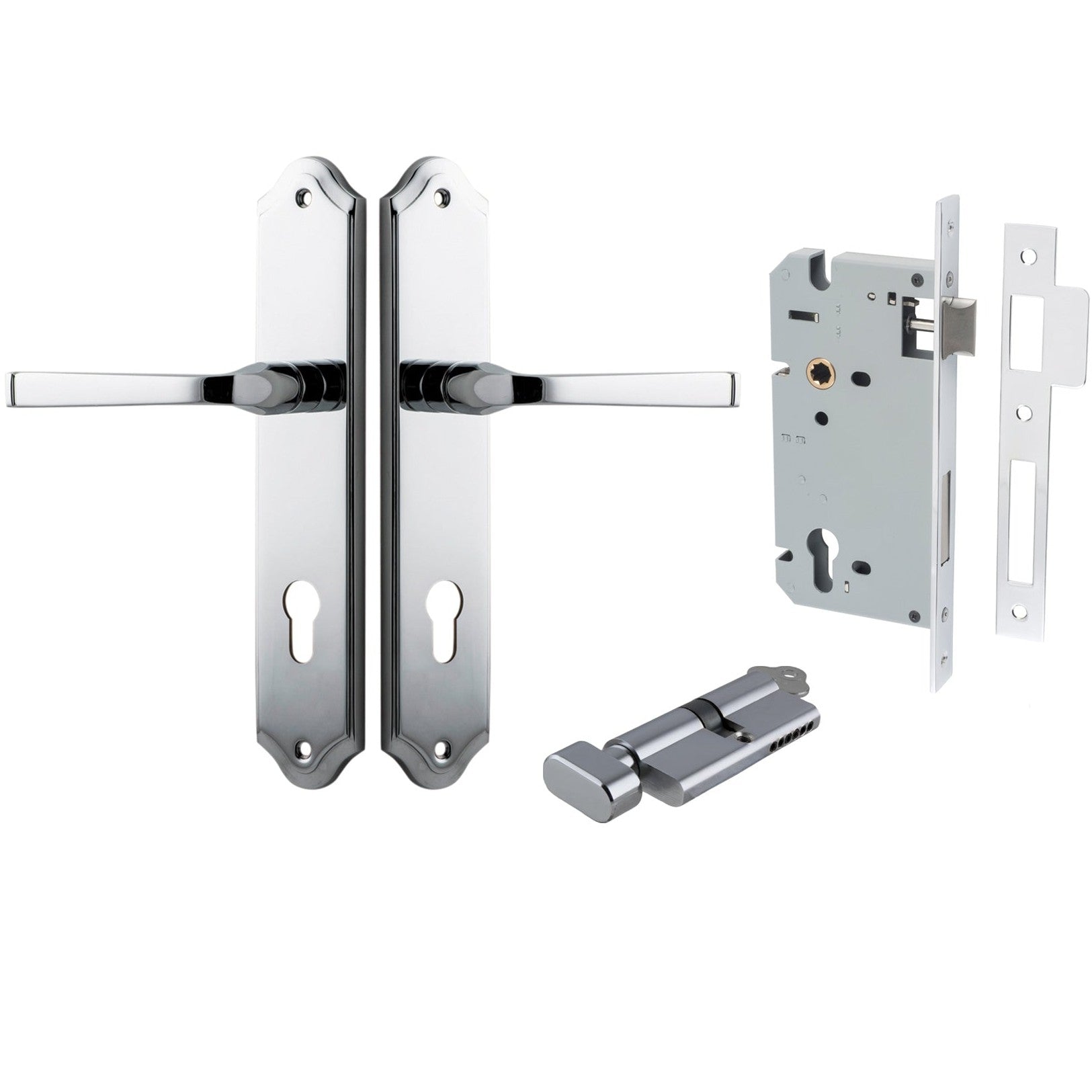 Iver Door Handle Annecy Shouldered Euro Key/Thumb Polished Chrome Entrance Kit