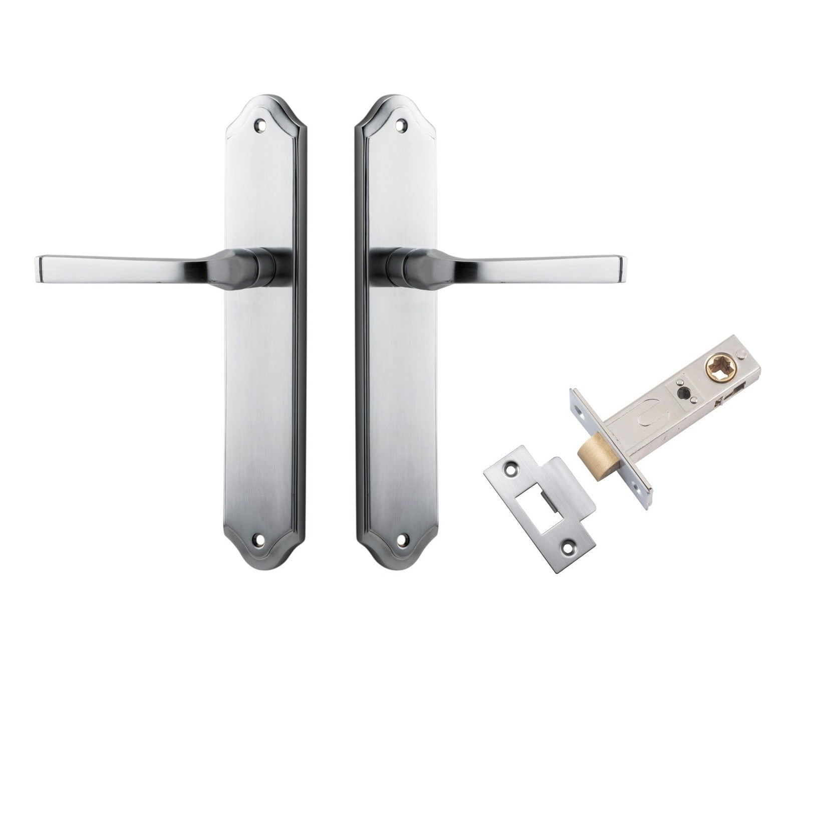 Iver Door Handle Annecy Shouldered Latch Brushed Chrome Passage Kit