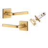 Iver Door Handle Annecy Square Rose Inbuilt Privacy Pair Kit Brushed Brass