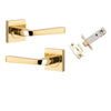 Iver Door Handle Annecy Square Rose Inbuilt Privacy Pair Kit Polished Brass