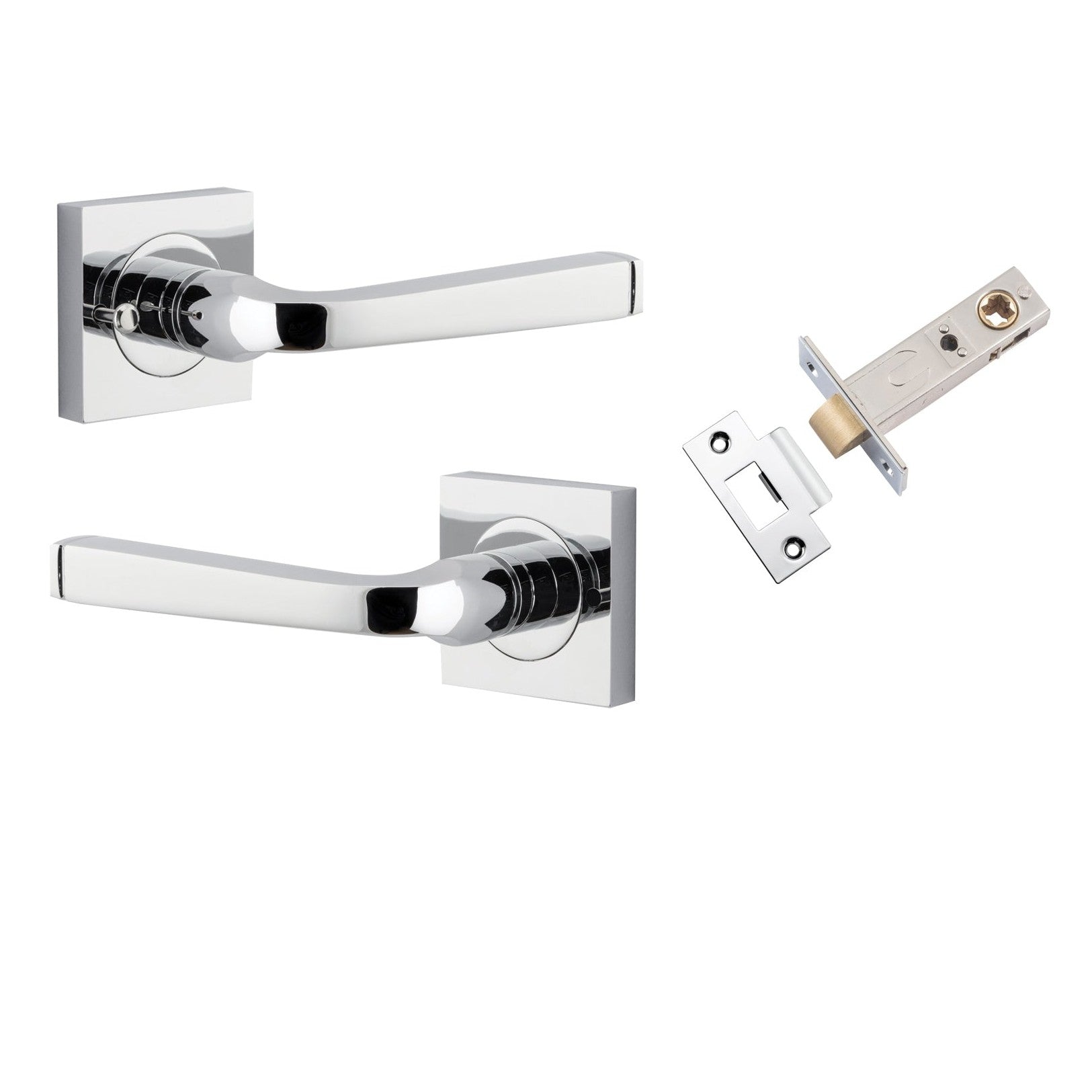 Iver Door Handle Annecy Square Rose Inbuilt Privacy Pair Kit Polished Chrome