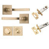 Iver Door Handle Annecy Square Rose Pair Brushed Brass Privacy Kit