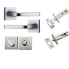 Iver Door Handle Annecy Square Rose Pair Brushed Chrome Privacy Kit