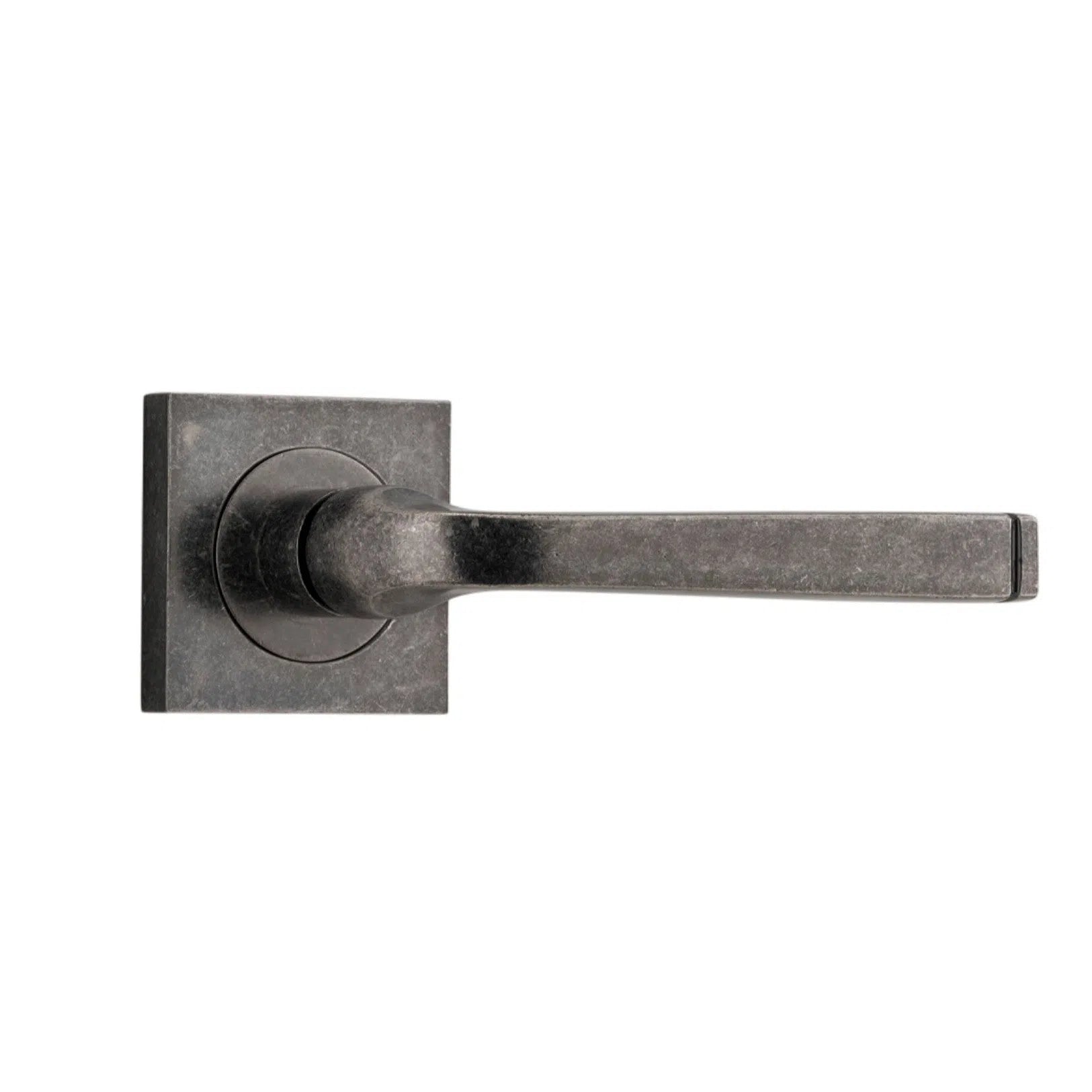 Iver Door Handle Annecy Square Rose Pair Distressed Nickel