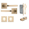 Iver Door Handle Annecy Square Rose Pair Key/Key Brushed Brass Entrance Kit