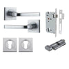 Iver Door Handle Annecy Square Rose Pair Key/Thumb Brushed Chrome Entrance Kit