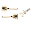 Iver Door Handle Annecy Square Rose Pair Polished Brass Passage Kit