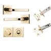 Iver Door Handle Annecy Square Rose Pair Polished Brass Privacy Kit